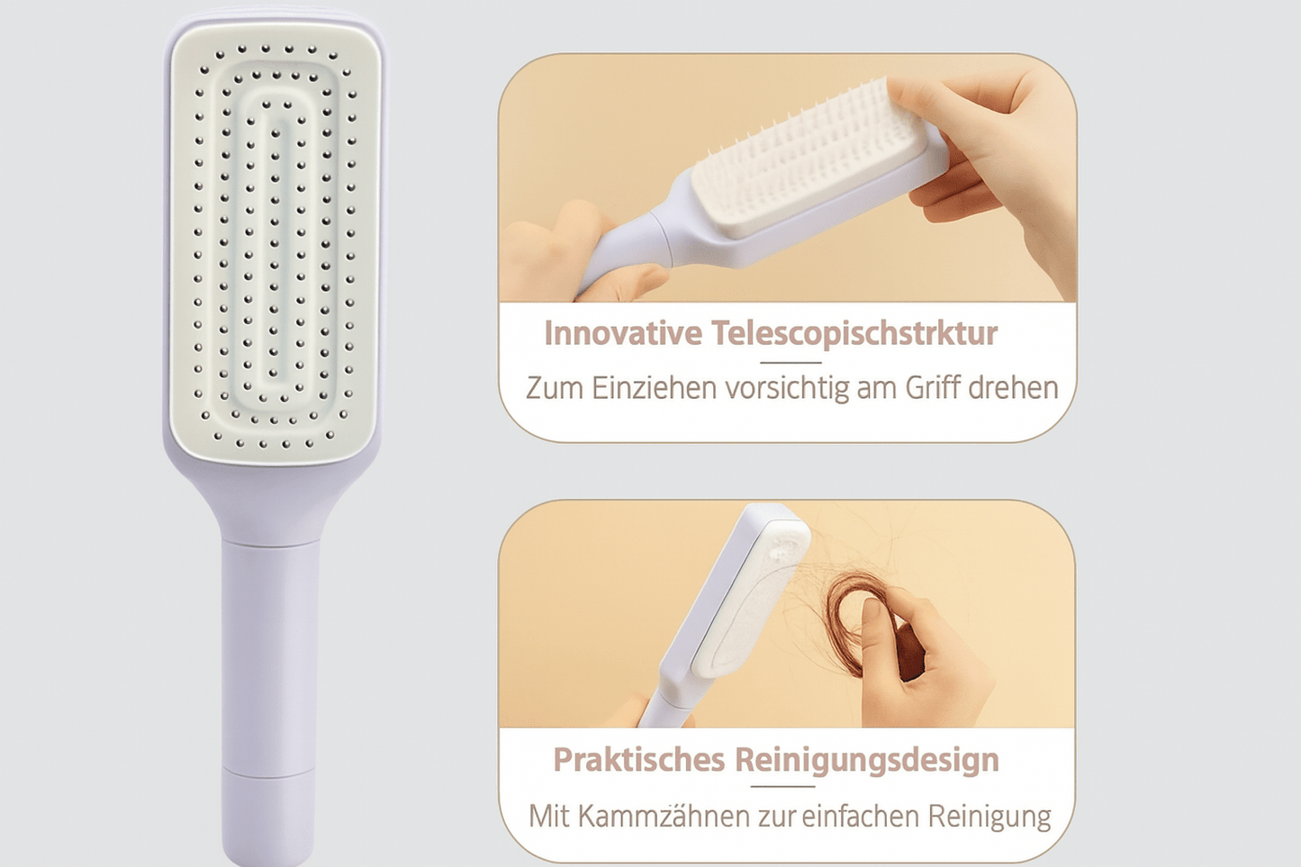 Haarbürste mit Selbstreinigungsfunktion - wagnershop24.com