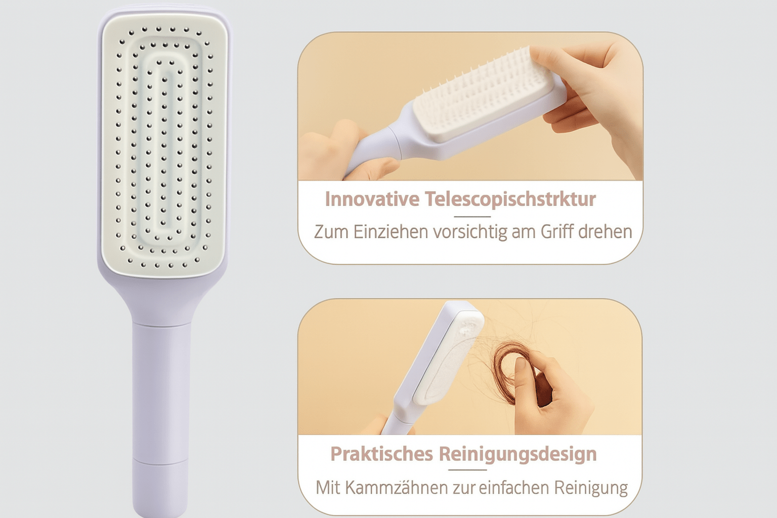 Haarbürste mit Selbstreinigungsfunktion - wagnershop24.com