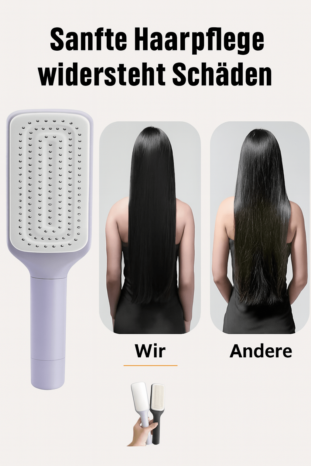 Haarbürste mit Selbstreinigungsfunktion - wagnershop24.com